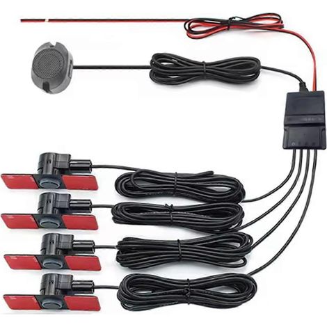 Asistente de aparcamiento para coche, 4 sensores planos negros de 13 mm, radar de marcha atrás, alarma sonora y zumbadora (1/5)