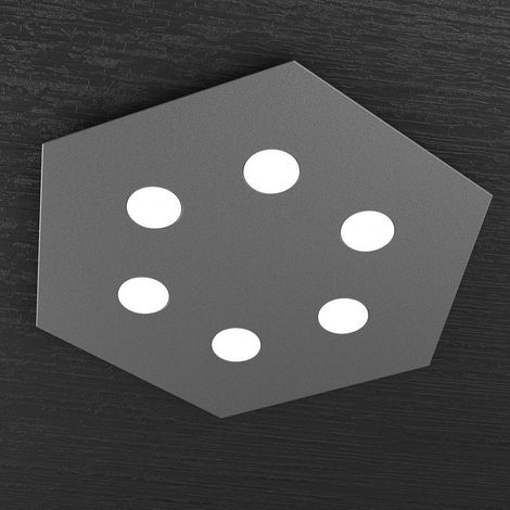 Plafoniera Moderna Esagonale Hexagon Metallo Grigio Antracite 6 Luci Led 12X6W (1/5)