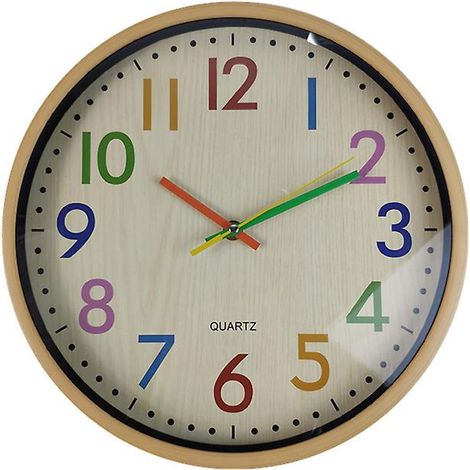 Couleur Salon Horloge Murale 12 Pouces, Salle de Classe Enfants Horloge, Horloge Ronde (1/3)