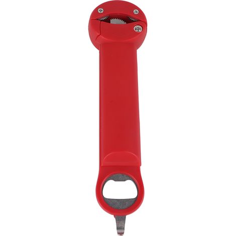 Tire-bouchon multifonction escamotable en inox 3 en 1 avec décapsuleur réglable et ouvre-pot, ouvre-boîte et accessoire pour ouvrir les bouteilles (rouge). (1/5)