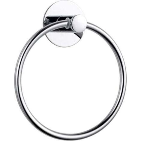 Anneau porte-serviettes adhésif résistant pour salle de bain, en acier inoxydable finition chromée. (1/4)