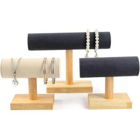 Présentoir à bracelets multicolores en bois massif, organisateur de bijoux compatible avec les bracelets (1/4)