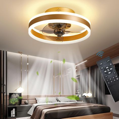 Plafonnier Ventilateur Silencieux Telecommande 6 Vitesses Chambre Ventilateur de Plafond avec Lumiere Dimmable LED Ventilateur de Plafond, Or 40CM (1/5)