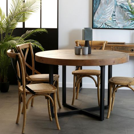 Table à manger ronde bois recyclé D120 BRISBANE (1/5)
