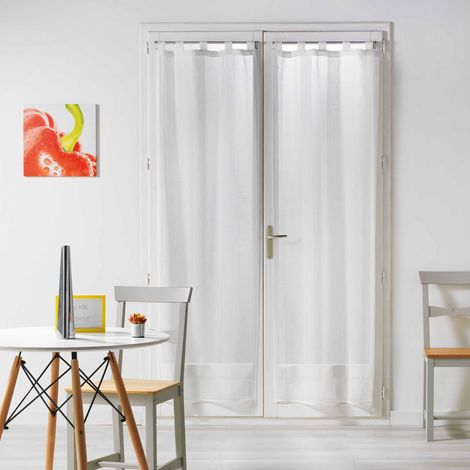 Douceur D'Intérieur – Paire de brise bise 2 x 70 x 200 cm – Voile blanc – Pour fenêtres de cuisine – Lavable en machine (1/4)