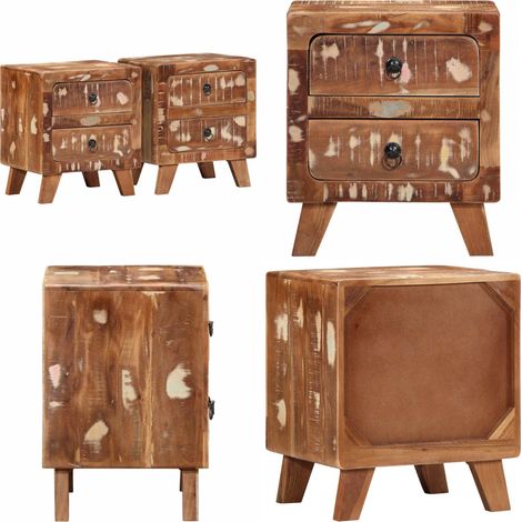 vidaXL Nachttisch 2 Stk. 40x32x46 cm Altholz Massiv (1/5)