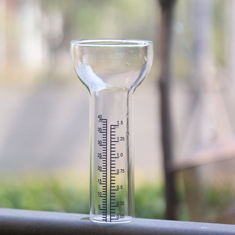 Pluviomètre (sans piquet) — 17,5 cm — Verre — Spécialement conçu pour le jardinage — Résistant aux rayures, durable, échelle de mesure calibrée (1/4)