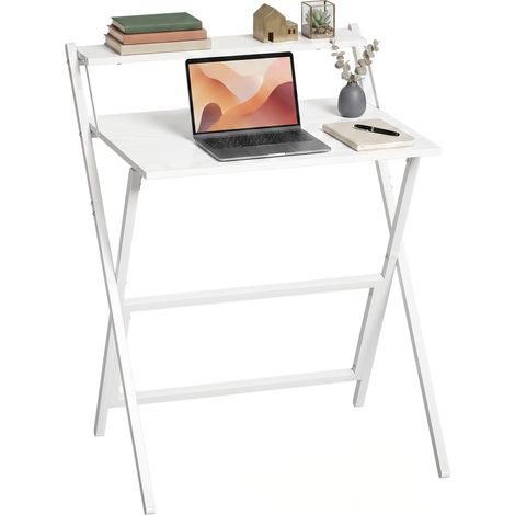 HOMCOM 70 cm Folding Computer Desk for Small Spaces Bedroom, White (1/5)