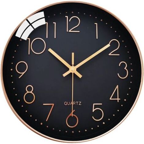 Geräuschlose Wanduhr ohne Ticken, 30 cm Durchmesser, arabische Ziffern, moderne, dekorative runde Quarzuhr, für Wohnzimmer, Schlafzimmer, Küche, Büro, Klassenzimmer – Schwarz (1/5)