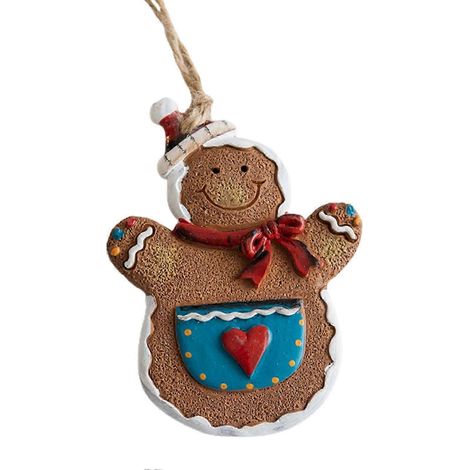 Ornement de Noël en résine représentant un bonhomme en pain d'épice, adorable avec cordon de suspension, décoration pour sapin de Noël, Qinghai (1/5)