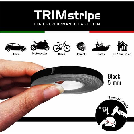 Trim Stripe Strisce Adesive per Auto, Nero - Dimensione: 5 MM X 10 MT
