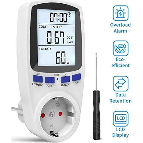 Testeur et détecteur de tension, grand écran LCD, protection contre les surcharges 3680W, compteur intelligent avec 7 modes, avec un tournevis (1/4)