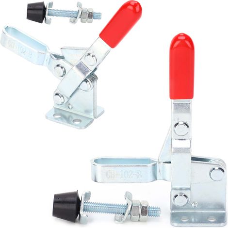 2 Stück Schweiß-Kniehebelklemme, horizontale Vorrichtung, Winkel, Kompressor, Schnellverschluss, Handwerkzeug GH-102-B (1/5)