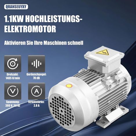 Elektromotor 1.1KW 1405r/min Asynchronmotor Drehstrom mit reiner Kupferspule 3-phasig Motor für Ventilatoren Pumpen Werkzeugmaschinen Kompressoren (1/5)