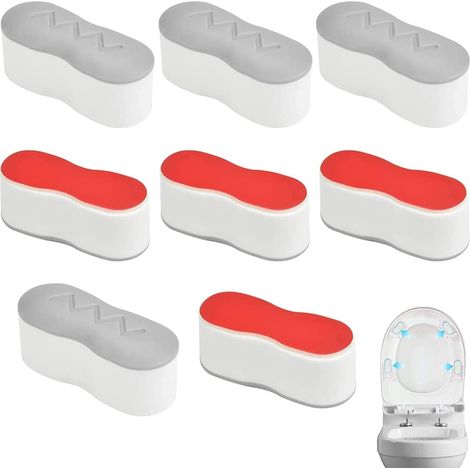 Set di 8 cuscini per sedile WC, cuscino di ricambio universale con adesivo forte, coprisedile WC, riduce il rumore e gli spazi vuoti, adatto per case, hotel e ospedali, bianco crema, design curvo