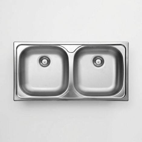 Évier de cuisine encastrable en acier inoxydable à deux cuves, 78 x 43,5 cm, finition satinée - Lonsy