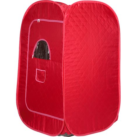 Skecten Sauna de vapor y cabina, spa de sauna portátil para el hogar, para baño de sauna, adelgazamiento, desintoxicación, terapia corporal - rojo
