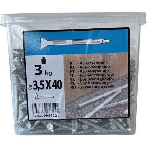 3KG pointe béton 3,5x40 fraisée striée zingué Viswood
