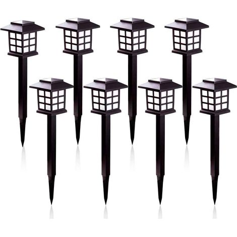 Lampes Solaires de Jardin Étanches IP55 - Éclairage Blanc Chaud - Lot de 8 pour Villa Pelouse Jardin Allée Cour Patio (1/5)