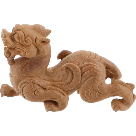 Statue Décorative Pixiu en Bois Synthétique Marron pour Décoration Intérieure de Bureau et Étagère, Design Classique Simple et Artistique Plusieurs Styles (1/5)