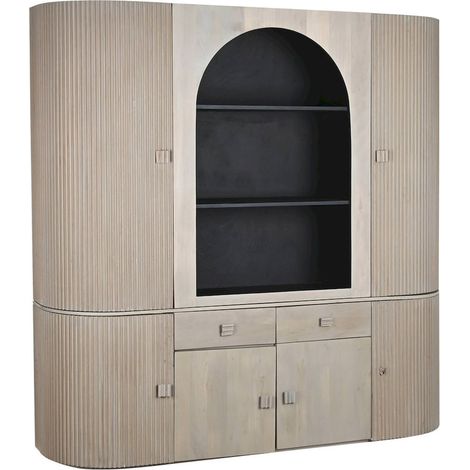 Vitrine grise élégante et moderne pour salon chic - Gris anthracite nuancé de bois naturel (1/5)