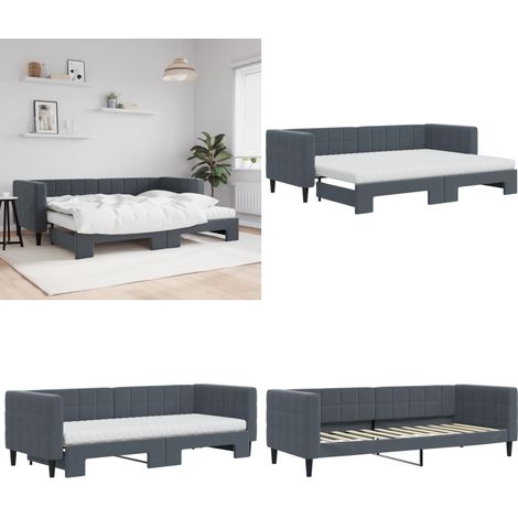 vidaXL Tagesbett Ausziehbar mit Matratzen Dunkelgrau 80x200 cm Samt (1/5)