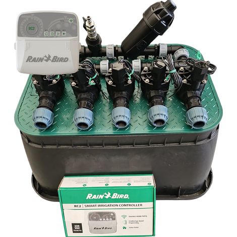 Kit Rain Bird a 5 sezioni: collettore con filtro e compressore, RC2, pozzetto, PE 25 (1/5)