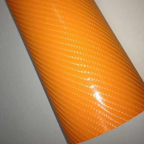 (Orange - 10 cm x 152 cm) Autocollant et stickers pour voiture en vinyle imitation fibre de carbone blanc 4D semi-brillant. (1/4)