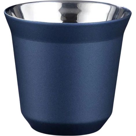 Tasse à expresso de camping (80 ml, bleue), en acier inoxydable 304 à double paroi isolante. (1/2)