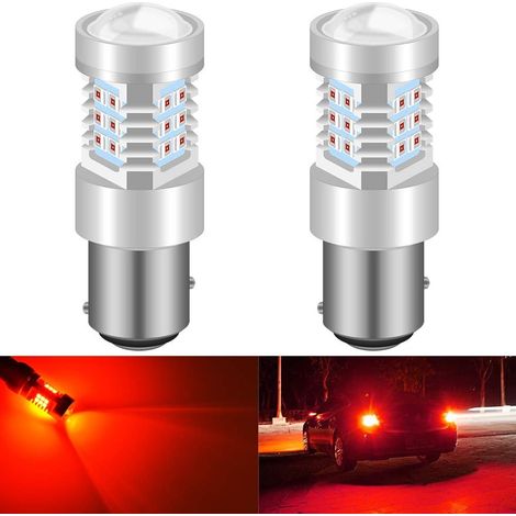 1157 BAY15D 7528 1016 Ampoules LED Haute Puissance 2835 21 Jeux de puces Super Lumineux avec Remplacement du projecteur pour Feux arrière Feux de freinage Clignotants, Rouge Brillant