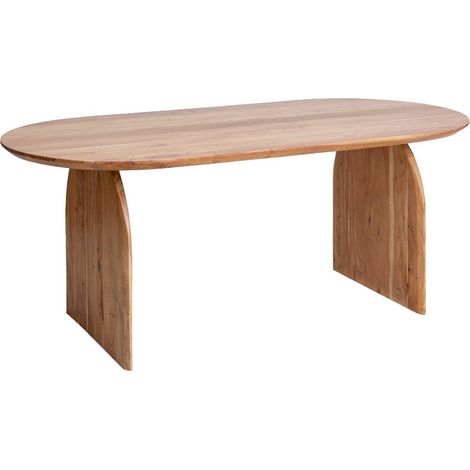 Made In Meubles – Table à manger ovale en bois d'acacia 200 cm – Hauteur 76 cm – Épaisseur plateau 4 cm – Pour repas élégants et modernes (1/5)