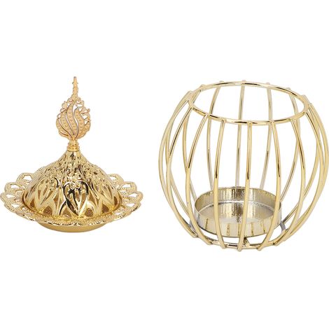 Diffuseur d'aromathérapie de style européen, diffuseur pour salle de méditation, brûleur d'encens en métal doré, diffuseur d'aromathérapie de bureau de style européen, objet décoratif.