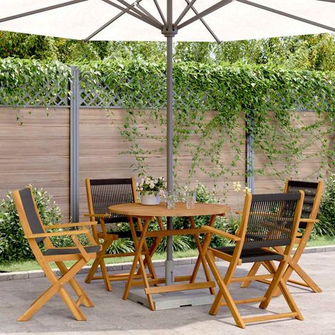 Ensemble à manger de jardin 5 pcs-Salon de jardin noir polypropylène bois massif 816456 (1/5)
