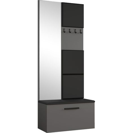 AX LIVING Kleiderschrank mit Spiegel Rosanno III - 80,6 cm Grau JS100