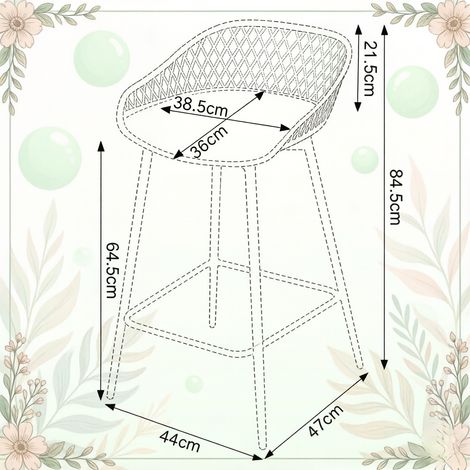 Tabouret de bar chic avec repose-pieds, chaise de cuisine et jardin – Lot de 2 tabourets design moderne pour intérieur et extérieur (1/4)