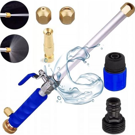 Lance À Pression - Filetage 3/4" - Aluminium Et Plastique - Portée 15 M - 2 Embouts Jet Et Spray - Set De 4 Pièces (1/5)