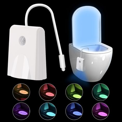 Lntyq Veilleuse à détecteur de mouvement pour toilettes - 16 couleurs - Rétroéclairage LED - Rechargeable - Lampe à intensité variable avec projecteur - Pour cuvette de toilette, salle de bain