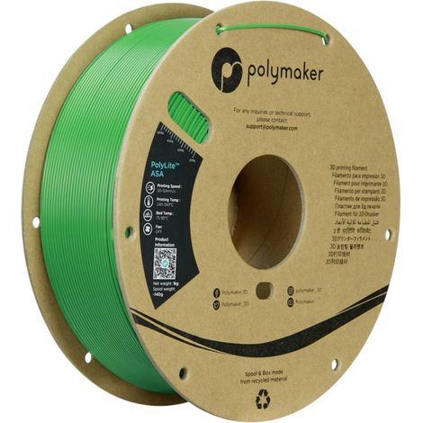 Polymaker PF01030 Green Filamento per stampante 3D ASA resistente ai raggi uv, resistente agli agenti atmosferici, resi