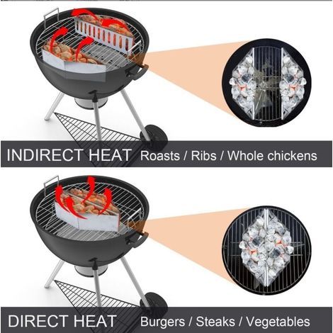 Paniers à Charbon de bois pour Weber 7403 , One Touch , Master Touch et tous les autres barbecues à charbon de bois 47 57 67 cm , Char-Basket pour Chaleur directe et Indirecte , Lot de 1 (1/3)