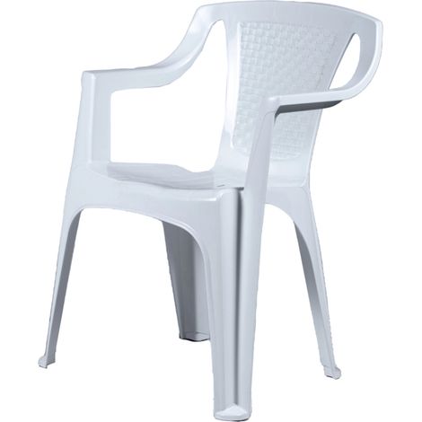 sedia da esterno con schienale basso "luna" in polipropilene bianco 56x52x77 cm (1/3)