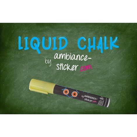 Sticker ardoise tableau noir - stickers muraux adhésif effaçable - CRAIE LIQUIDE POUR ARDOISE, TABLEAU BLANC, VITRE - 3MM JAUNE (1/2)