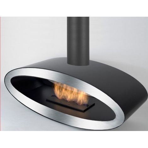 MERU TUBE - Biocamino Sospeso Ruotante inox-nero (1/4)