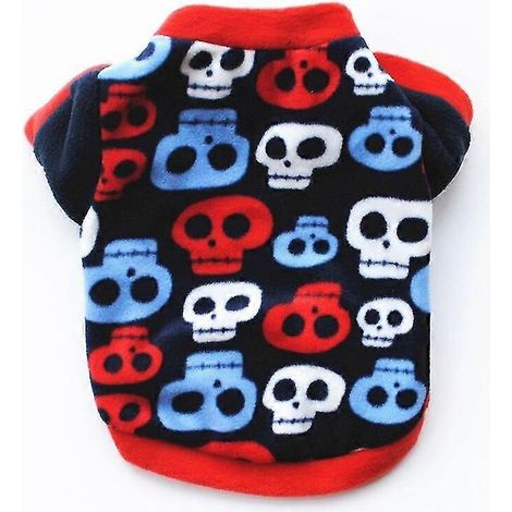 Weiche, warme Fleece-Haustierkleidung, niedlicher Hundemantel mit Totenkopf-Print, Welpenhemd, Jacke, Pullover für Französische Bulldoggen, Tarnmuster-Hundebekleidung 9 (1/5)