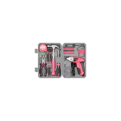 Perceuse Visseuse Sans Fil 3.6V USB – Kit d’Outils Maison 42 Pièces Rose, Tournevis Électrique Rechargeable avec Coffret Compact boîte à outils compacte