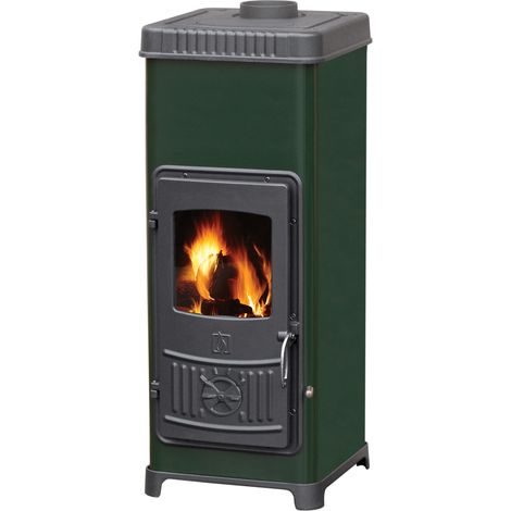 Plamen Kaminofen Dora 10N Grün mit Herdplatte und 7,2 kW (1/5)