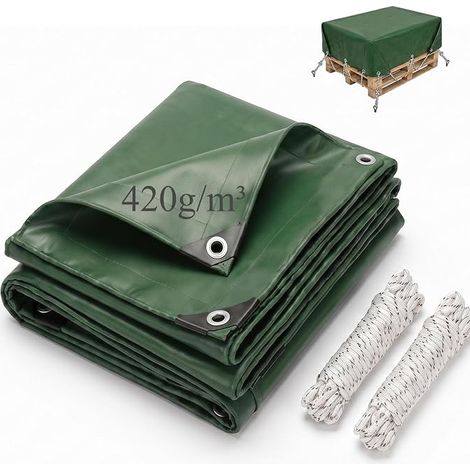 Protective Tarpaulin, 2 x 3 m, 420 g/m² Polyethylene Waterproof Anti-UV Tarpaulin with Eyelets Tarpaulin, Truck, Pergola, Waterproof Tarpaulin for Outdoor, Garden, Gazebo, Camping, Furniture (1/5)