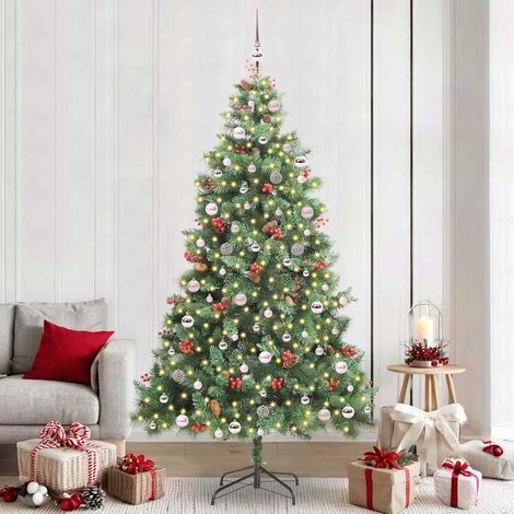 Sapin de Noël Artificiel Lumineux LED avec Boules Décoratives PVC Métal Vert 240 cm, 14.63kg - PANGIVO (1/5)