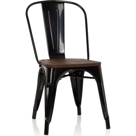 Stuhl VANTAGGIO COMFORT W metallic schwarz / Sitz Echtholz dunkel hjh OFFICE