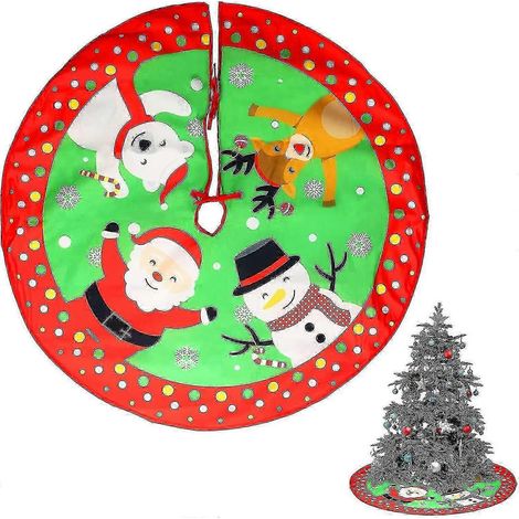 Jupe de sapin de Noël rouge grand format, couvre-pied de sapin, tapis de Noël, décorations de Noël, 89 cm (35 pouces) (1/5)