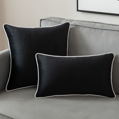 Housse De Coussin En Velours 50x50 Cm Pour Canapé Fauteuil Chaise Lounge - Liseré Contrasté Dossier Design Épais Pour (1/5)
